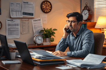A person reviewing urgent loan options to solve financial issues.