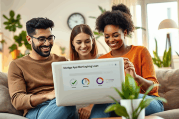 A digital application interface showcasing the ease of obtaining a mortgage loan.