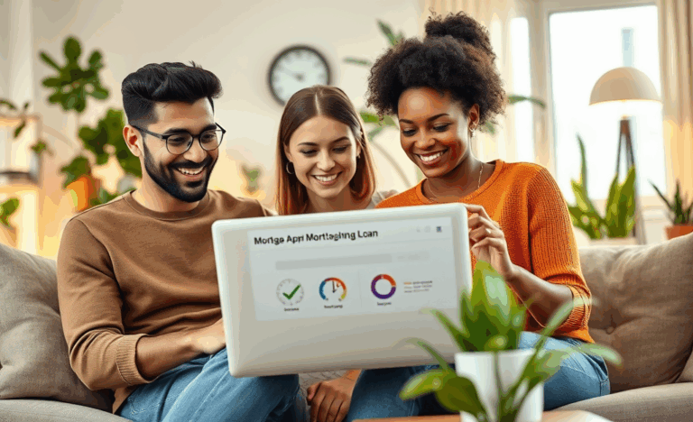 A digital application interface showcasing the ease of obtaining a mortgage loan.