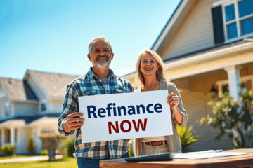 A homeowner exploring easy refinancing options with low interest rates.