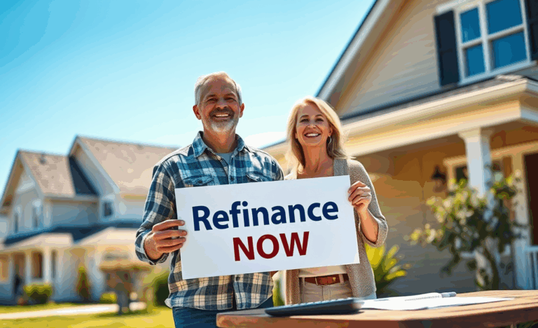 A homeowner exploring easy refinancing options with low interest rates.