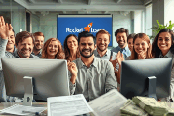 A person searching for urgent financial aid with Rocket Loans.