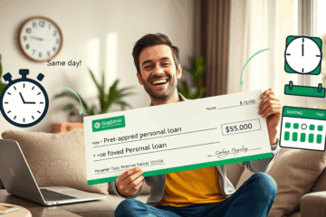 A person reviewing paperwork for a pre-approved personal loan with special rates and immediate deposit.