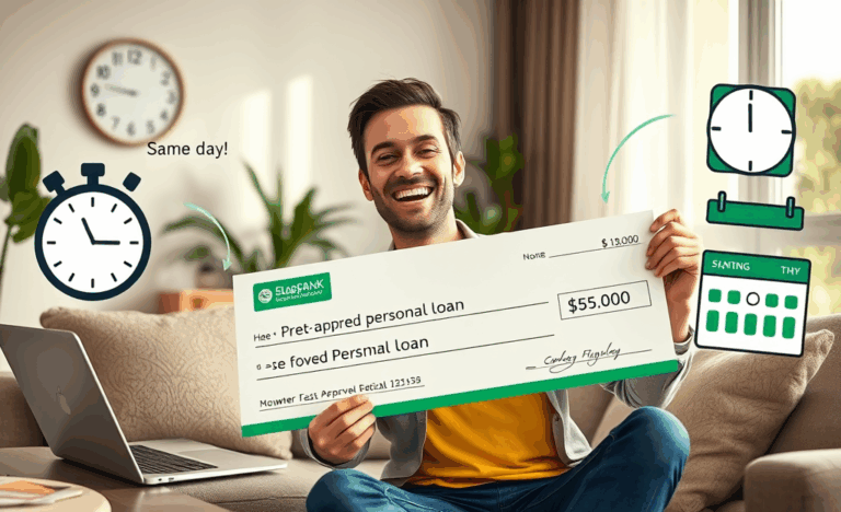 A person reviewing paperwork for a pre-approved personal loan with special rates and immediate deposit.