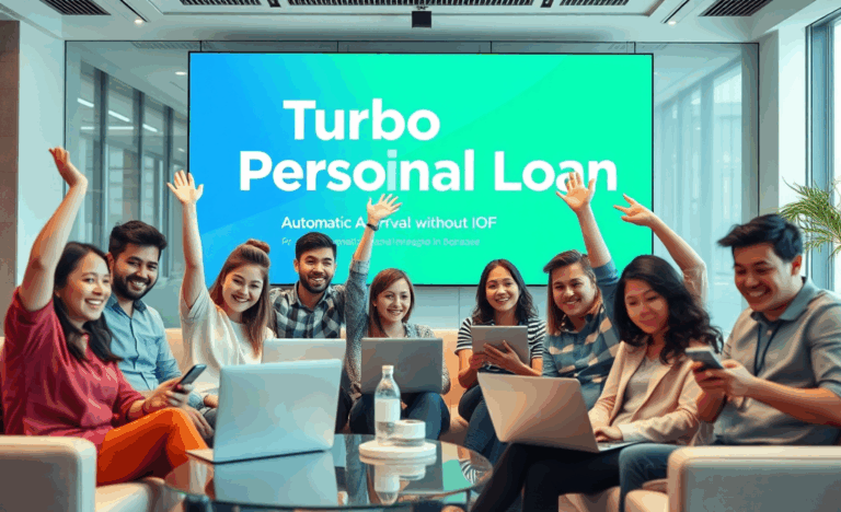 A person applying for a Turbo Personal Loan online, showcasing quick approval and no IOF fees.