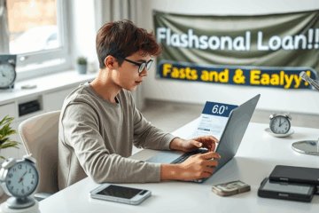 A person applying for a quick Flash Personal Loan online.