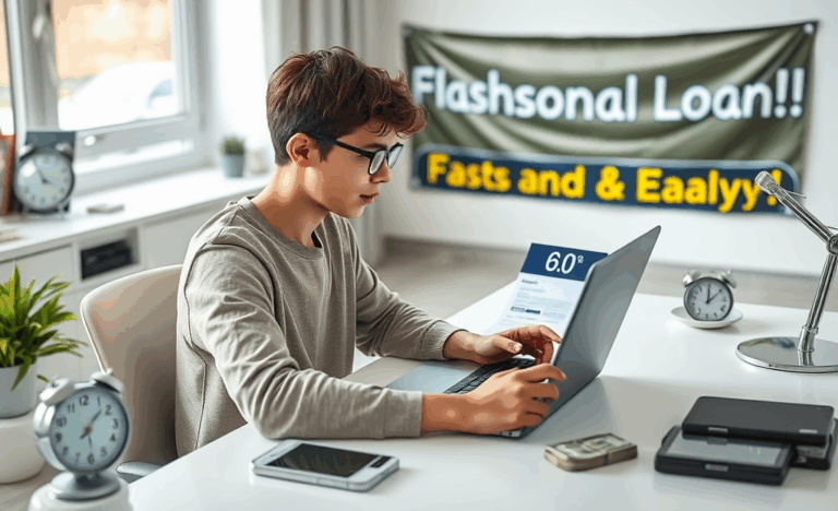 A person applying for a quick Flash Personal Loan online.