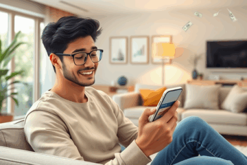 A person using a mobile app to apply for a quick loan with no hidden fees.