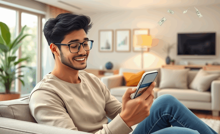 A person using a mobile app to apply for a quick loan with no hidden fees.