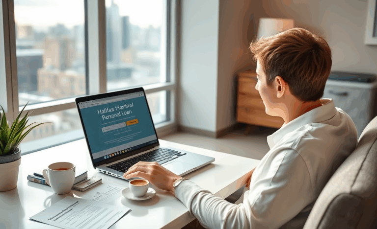 Customer reviewing Halifax Personal Loan options online for quick approval.
