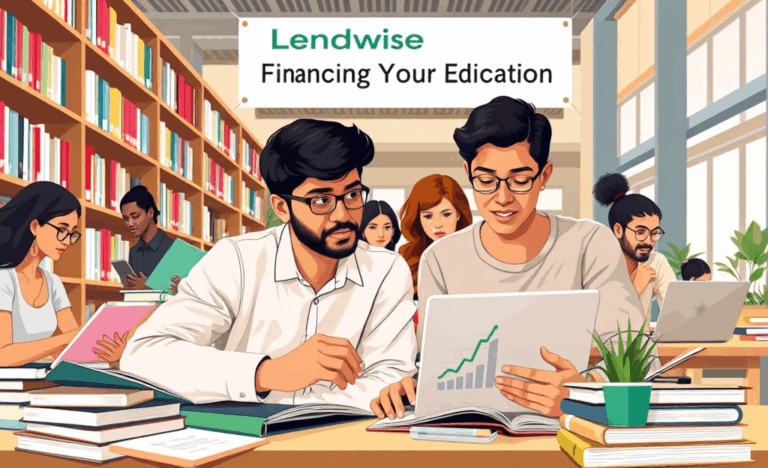 A student reviewing Lendwise personal loan options for financing education.
