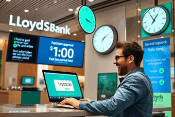 A person reviewing Lloyds Bank personal loan details on a laptop.