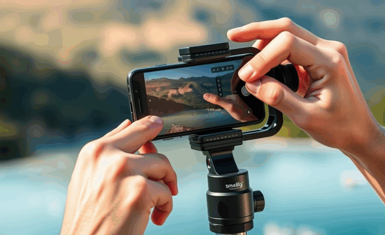 Mobile phone quick release mount setup for photography.