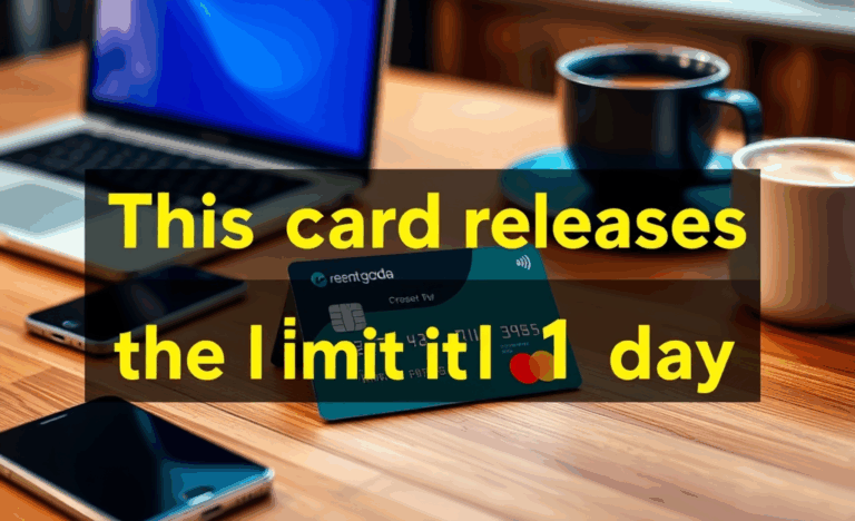A visual representation of a card that offers instant limit release in one day.