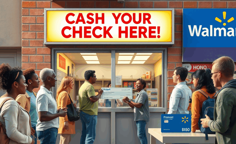 An image representing various options available for cashing checks without a bank account.