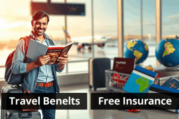Travel benefits and free insurance illustration.