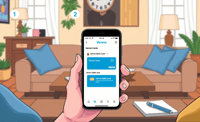 A user navigating the Venmo app to request a Venmo Debit Card.