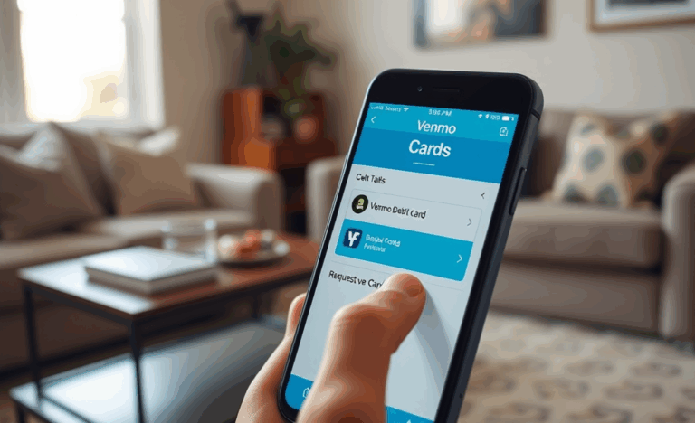 Steps to request a Venmo Card in the app.