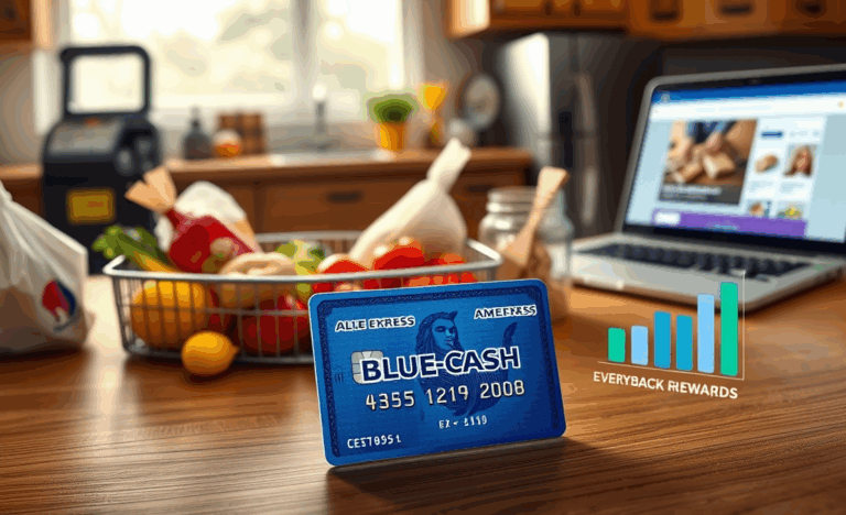 Amex Blue Cash Everyday Card showcasing cash back rewards.