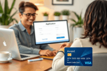 A visual representation of the Avant Credit Card and its benefits for improving financial health.