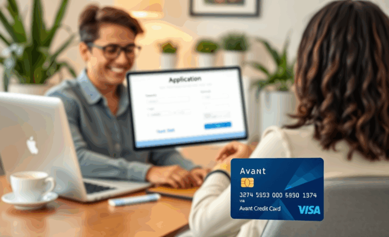 A visual representation of the Avant Credit Card and its benefits for improving financial health.