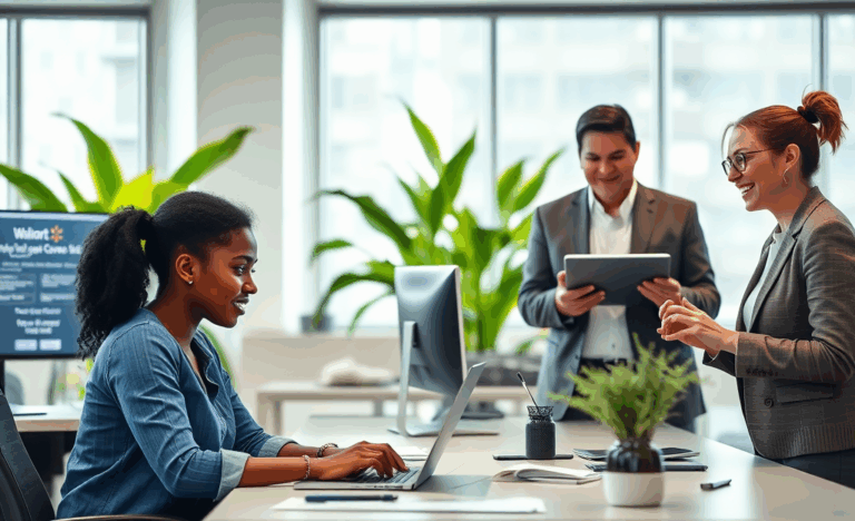 A person looking at a Walmart job application on a computer.