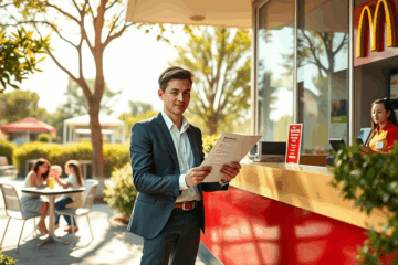 A young professional preparing their resume to apply for a job at McDonald's.
