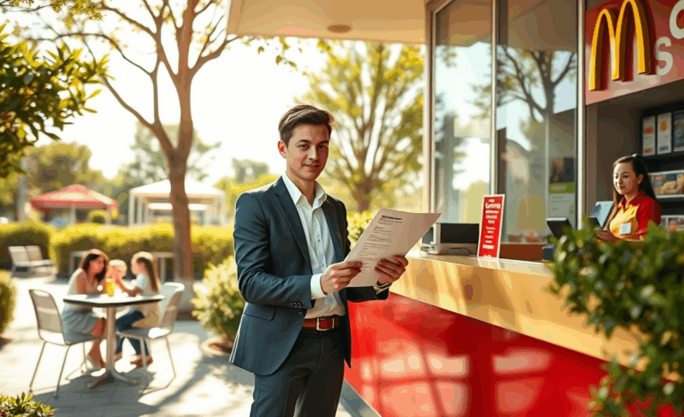 A young professional preparing their resume to apply for a job at McDonald's.
