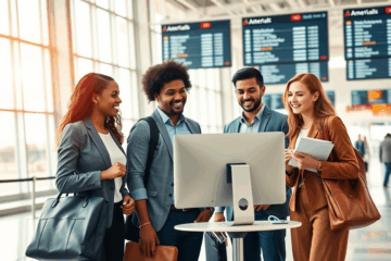 A professional environment showcasing diverse job roles at American Airlines, inviting individuals to start their career journey.