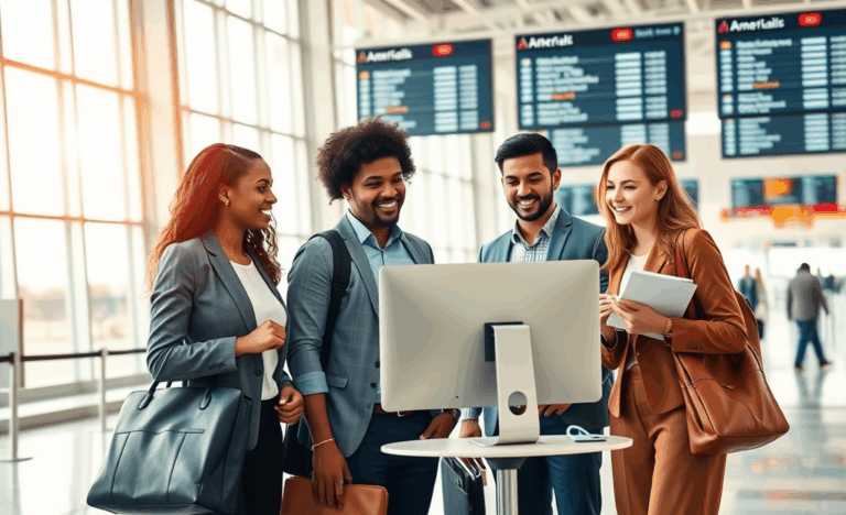 A professional environment showcasing diverse job roles at American Airlines, inviting individuals to start their career journey.