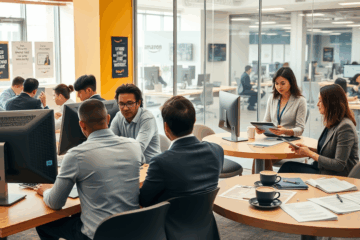 An illustration depicting the steps of the hiring process at Amazon.