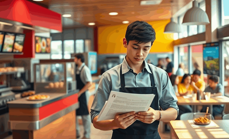 A young person preparing to apply for a job at McDonald's, showing enthusiasm and readiness.