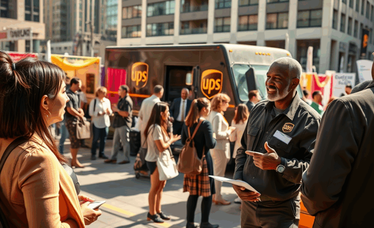 A UPS employee loading packages in a delivery truck, representing career opportunities and stability.