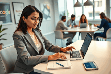 Illustration showing advanced job search strategies for landing a job at Google.