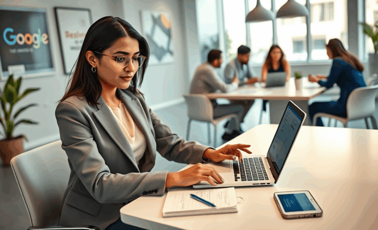 Illustration showing advanced job search strategies for landing a job at Google.