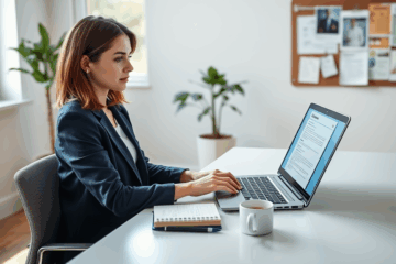A professional showing a resume to a potential employer.