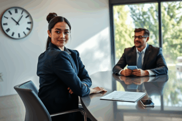 A professional candidate preparing for an interview with recruiters.