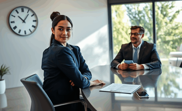 A professional candidate preparing for an interview with recruiters.