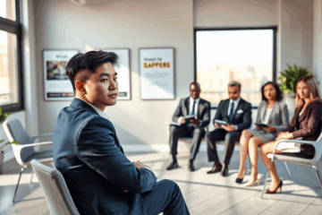 A candidate practicing answers to difficult interview questions, showcasing confidence and strategy.