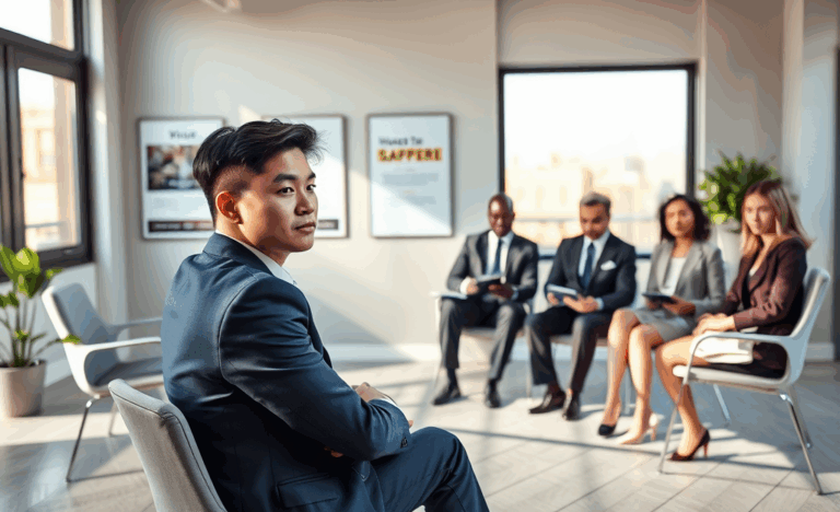 A candidate practicing answers to difficult interview questions, showcasing confidence and strategy.