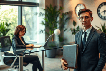 A person arriving on time for a job interview, demonstrating punctuality and professionalism.