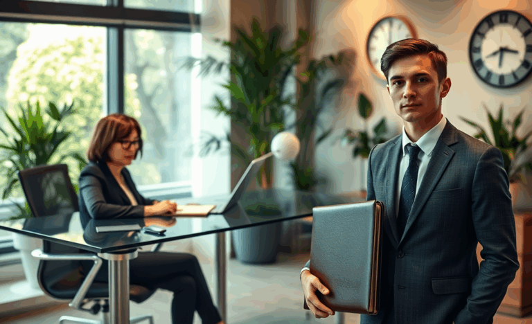 A person arriving on time for a job interview, demonstrating punctuality and professionalism.