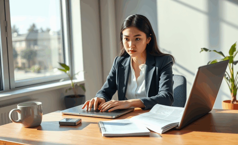 A professional writing a cover letter with tips and guidance.