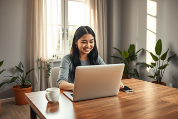 Person researching how to apply for an online loan.