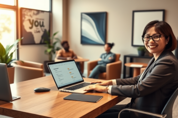 A person confidently making a loan request online