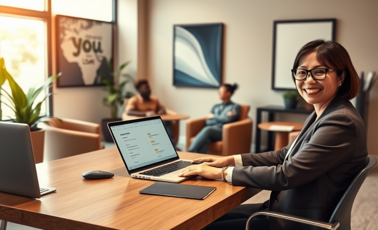 A person confidently making a loan request online